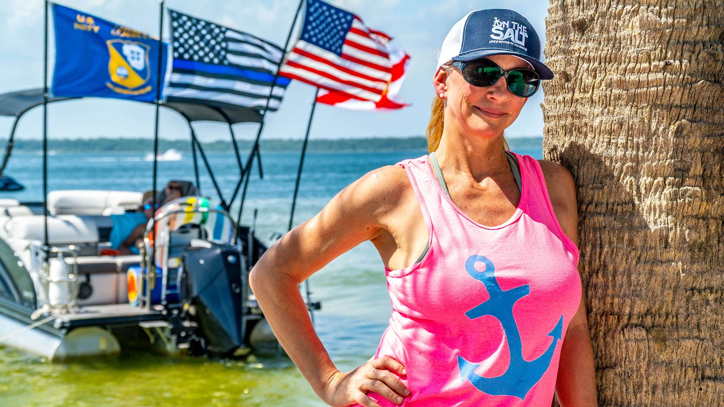 on the salt tank top and snap back hat