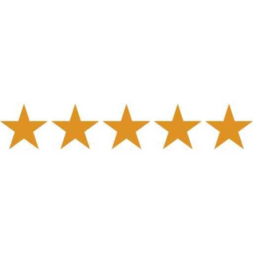 Five gold stars with the words 'Customer Satisfaction' above, on a black background.