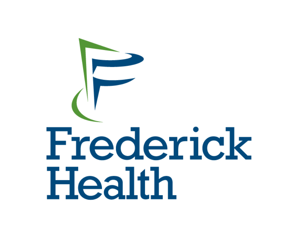 Frederick Health logo with stylized 'F' and 'P' in green and blue, and the text 'Frederick Health' underneath.