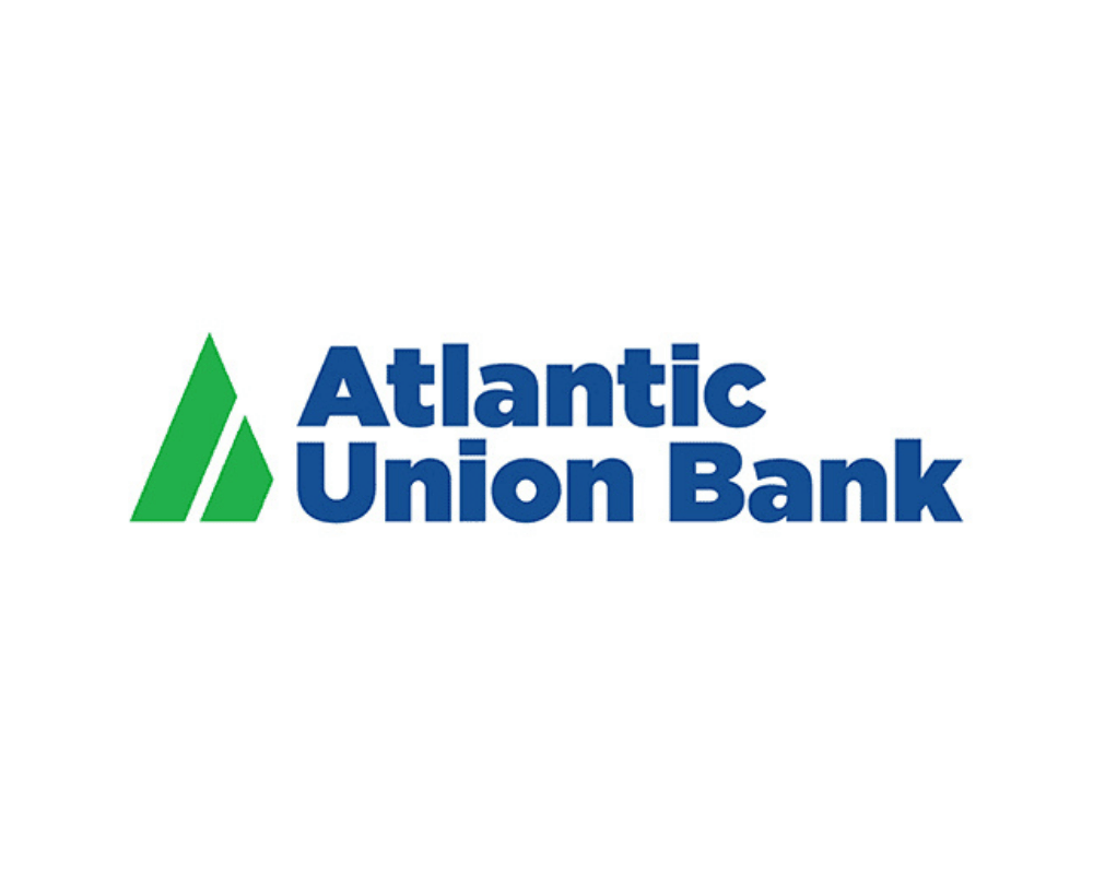 Logo of Atlantic Union Bank with green and blue design elements and text.