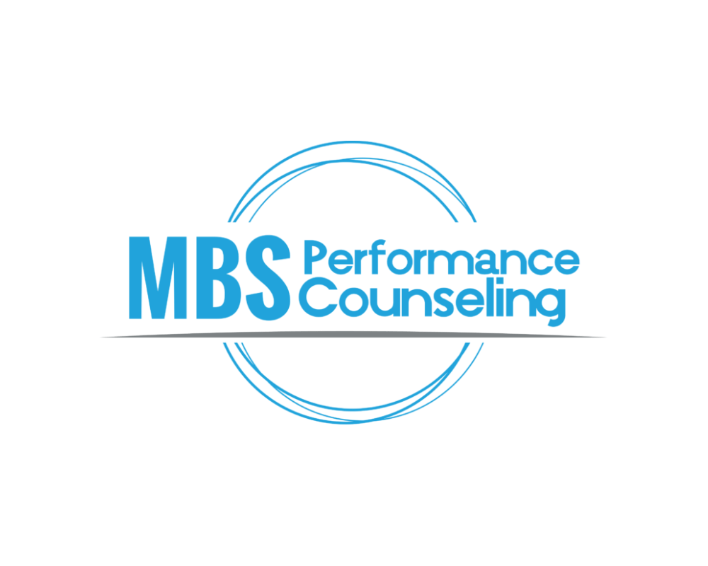 Logo for MBS Performance Counseling with blue circular design and text.