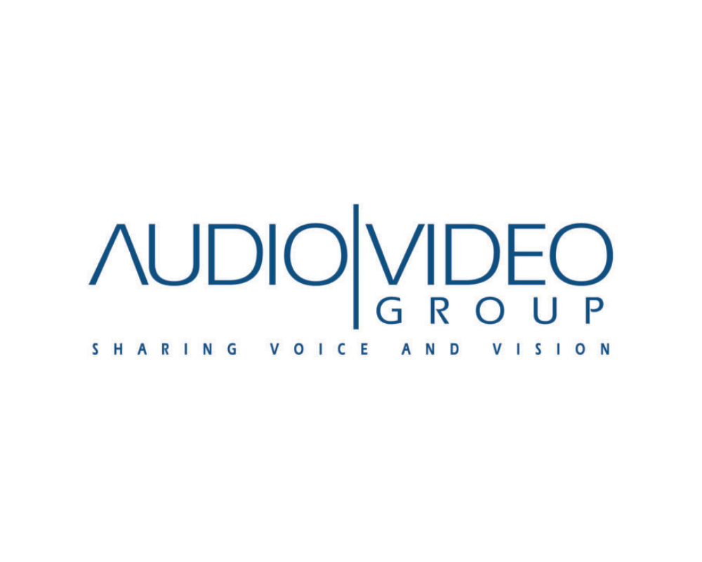 Logo for Audio Video Group with the tagline 'Sharing Voice and Vision'.