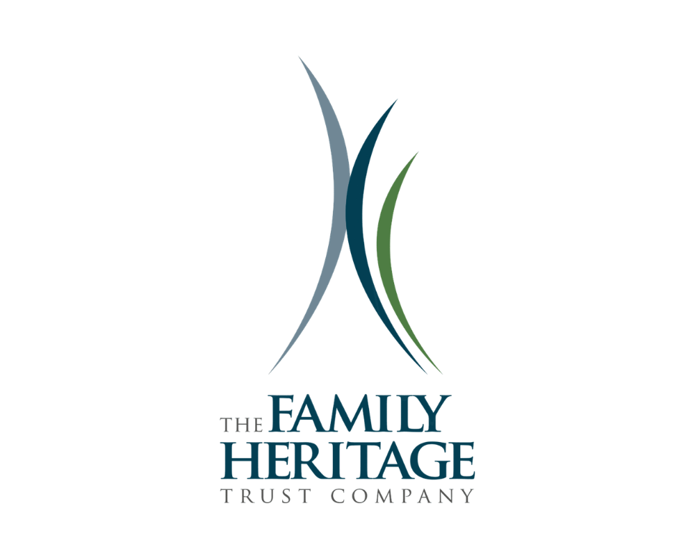 Logo for The Family Heritage Trust Company with stylized green, blue, and gray curving lines above the company name.