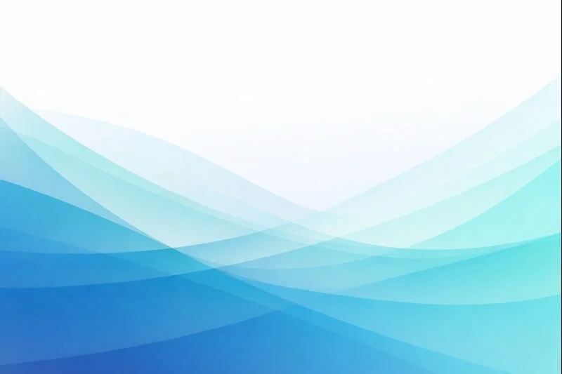 Abstract background with overlapping blue and teal wave patterns on a light background.