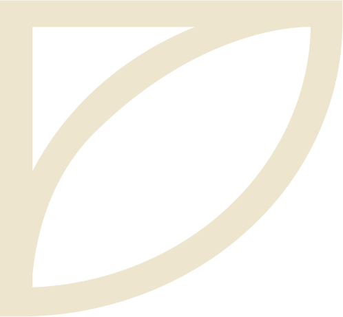 A black background with a beige, stylized, elongated leaf or almond shape outline.