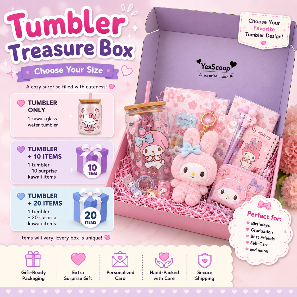 🎀 Tumbler Treasure Box | Kawaii Water Tumbler Gift Set | Choose Your Box Size