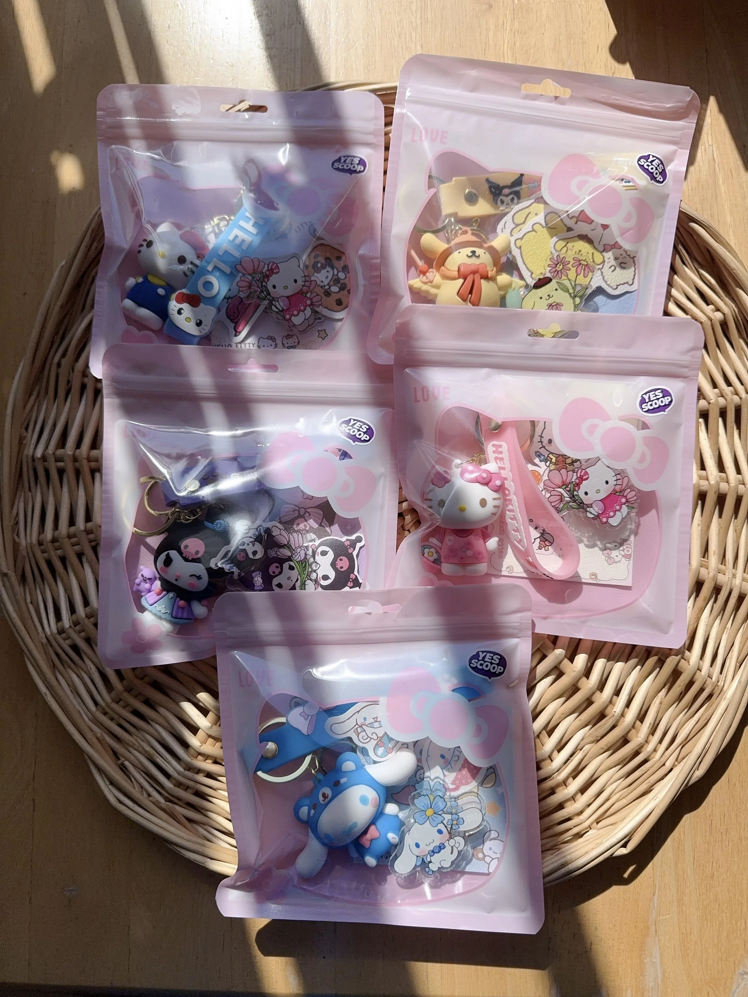 Kawaii Keychain Party Favor | 6 Surprise Items | Personalized Name Sticker | Cute Bag Charm | Kids Gift | Birthday Party Favor
