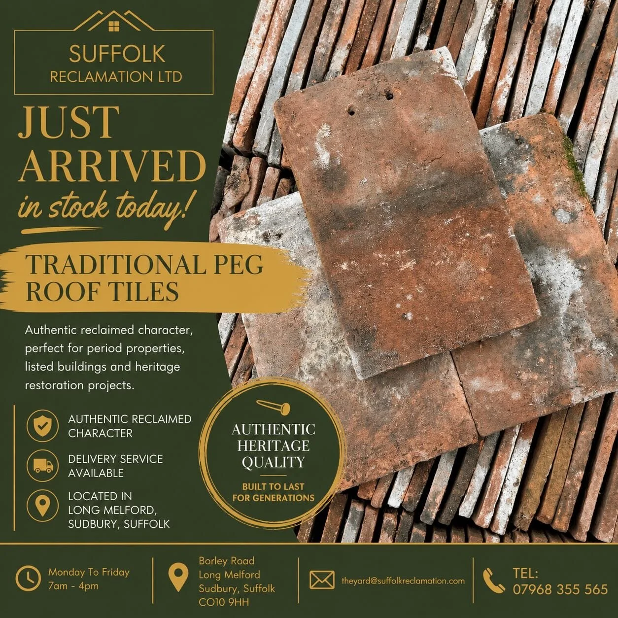 Our latest batch of Traditional Peg Roof Tiles have just landed&hellip; and they&rsquo;re looking rather handsome if we do say so ourselves! 😏

Perfect for period properties, listed buildings or anyone who appreciates a roof with a bit of history an