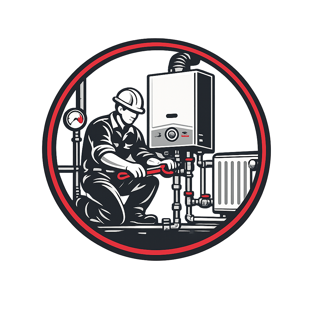 Boiler and heating icon representing boiler repairs, servicing and heating system services.