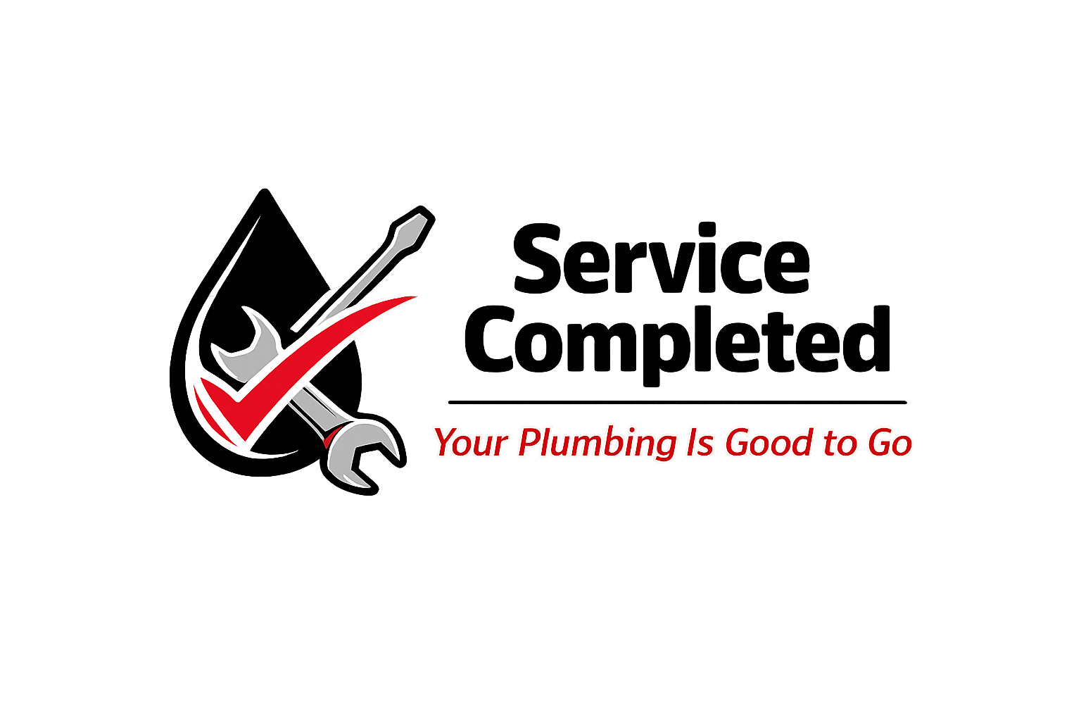 Service completed badge confirming plumbing work has been successfully completed by Under Pressure Plumbing.