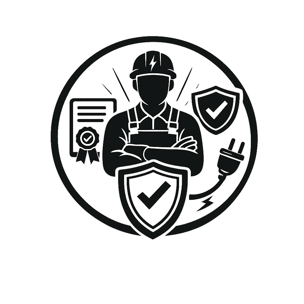 Qualified, insured professionals icon representing certified domestic and commercial electrical services.