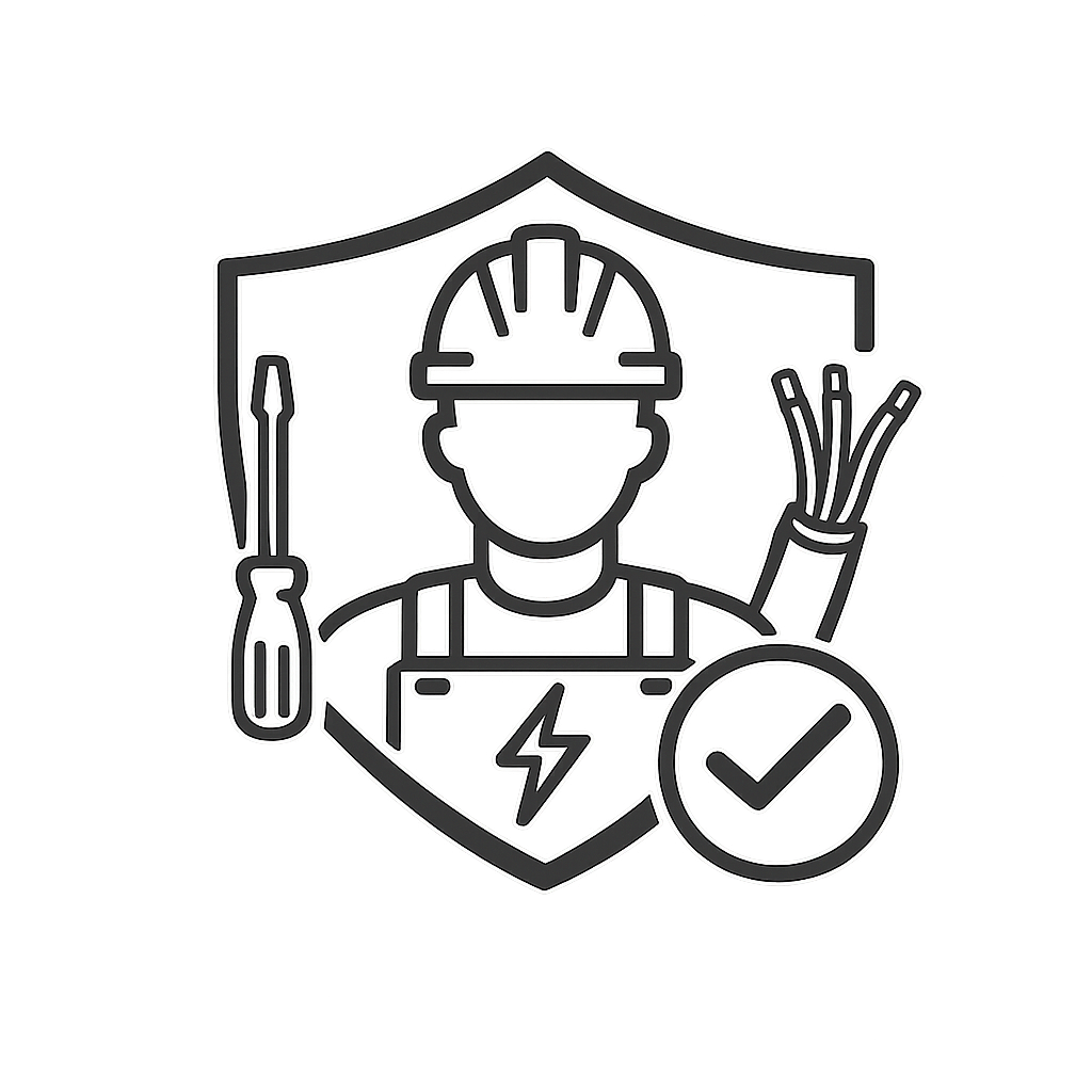 Qualified and insured electricians icon representing certified electrical services.