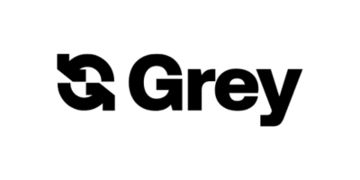 Gray logo with interlocking "G" and "G" and the word "Grey" next to it.