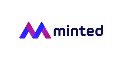 Minted logo with stylized purple and blue 'M' and the word 'minted' in lowercase letters.
