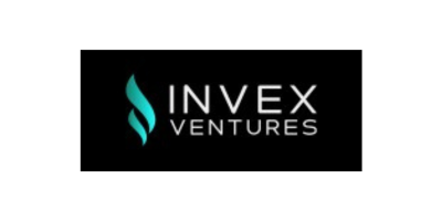 INVEX Ventures logo with a stylized flame icon and company name in white text on a black background.