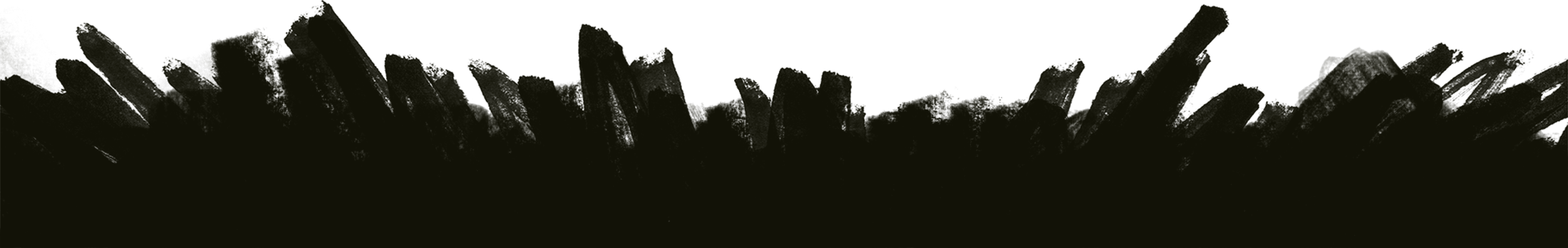 A silhouette of a city skyline at night with dark sky and a few visible stars.