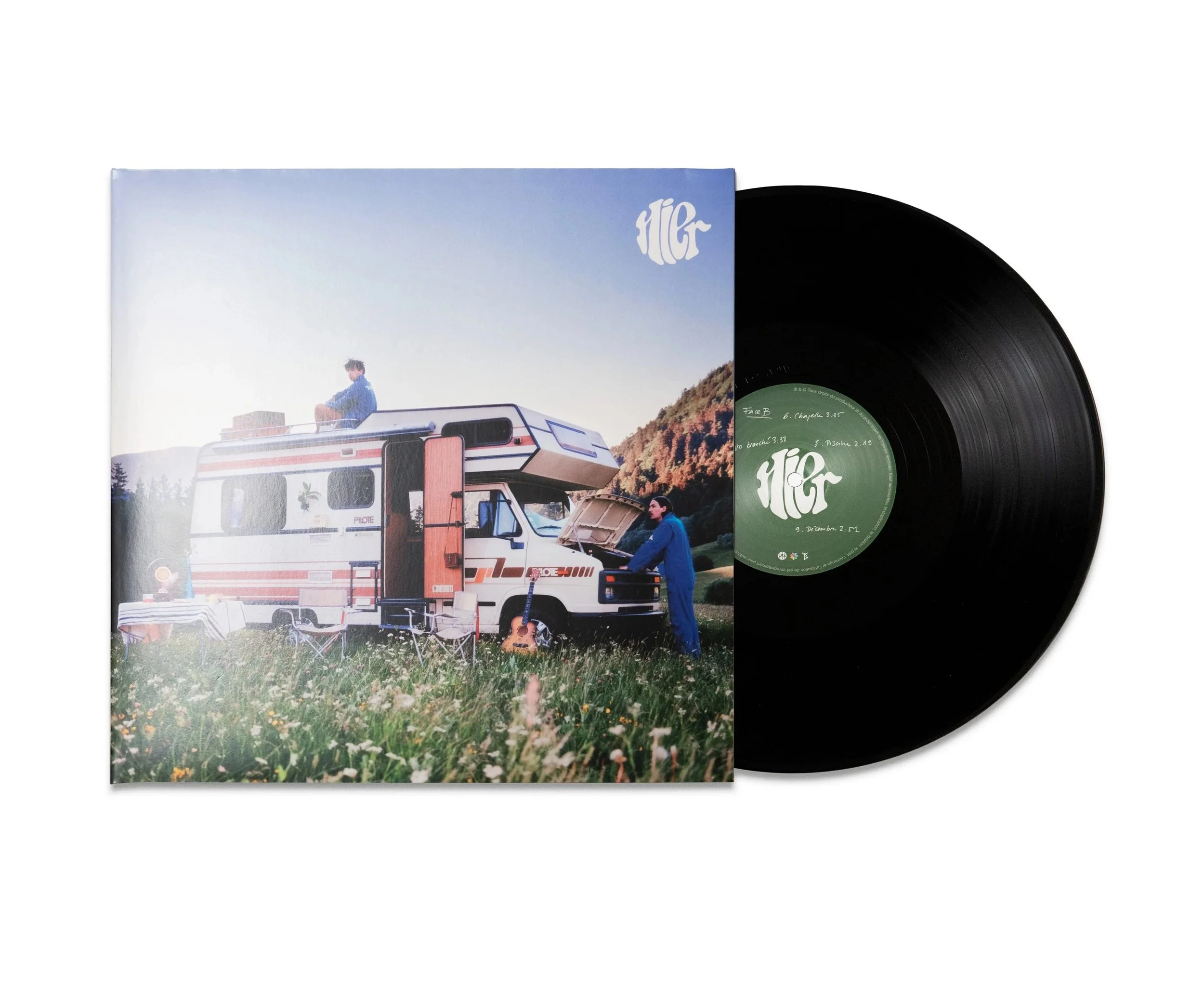 Hier, logo et maquette du vinyle