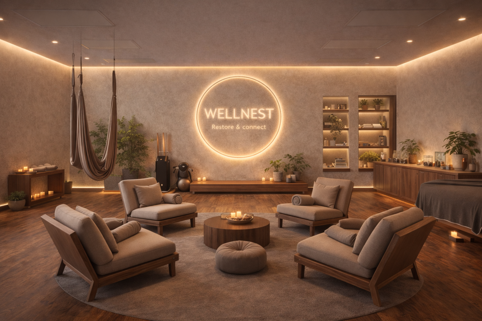 Wellnest recovery space at The Atrium Club located on Bainbridge Island designed for wellness and restoration