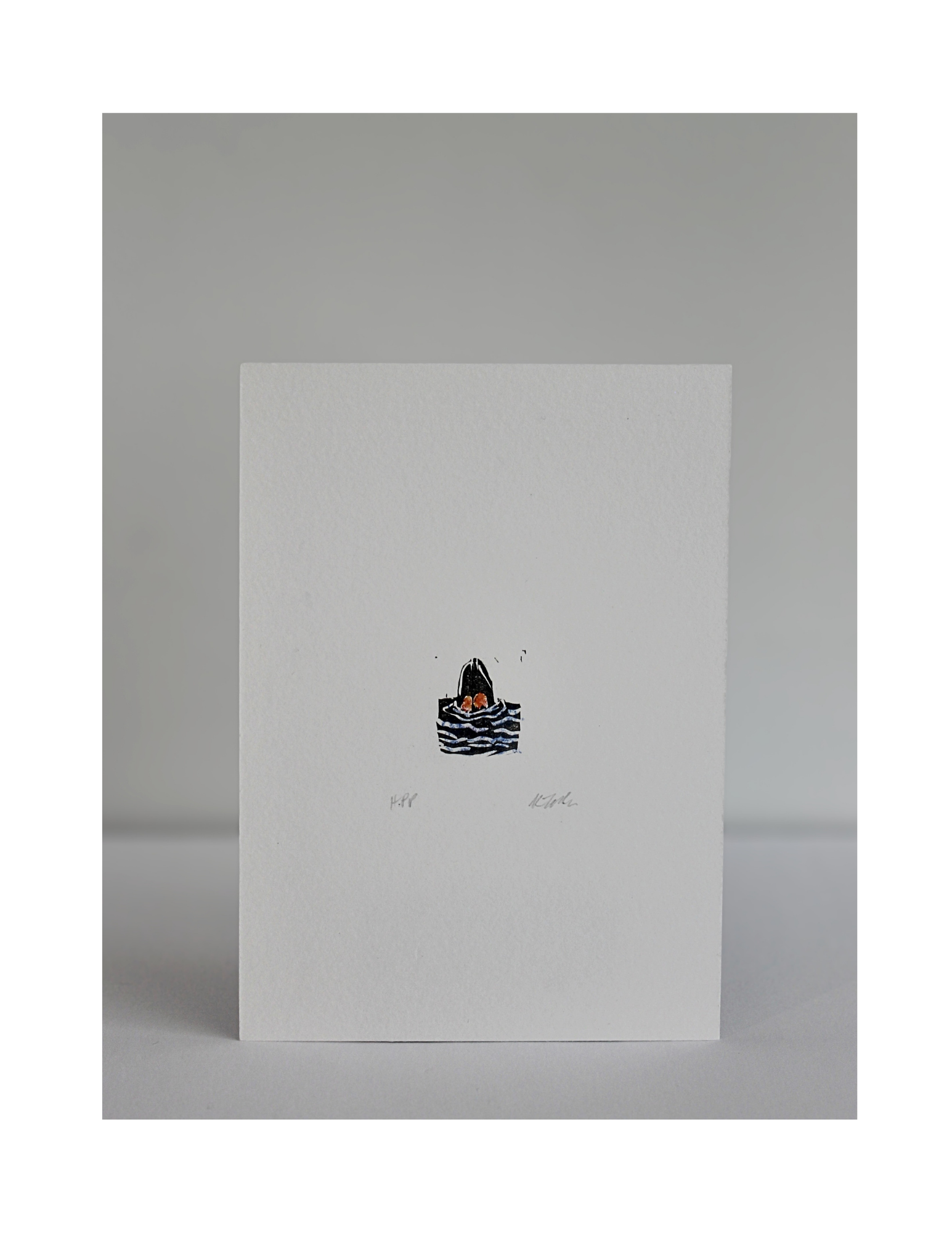 Dipping Duck Hand Painted Print by Kaitlin Takaoka