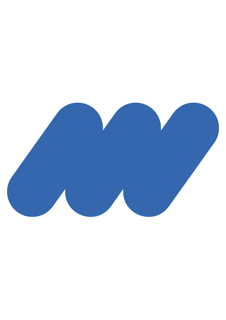 A black background with a large blue 3D letter 'W' in the center.