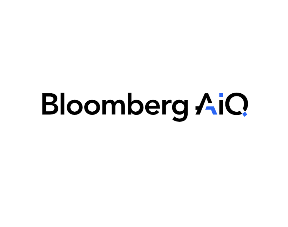 Logo of Bloomberg AiQ with stylized letter A in blue and black text on white background.