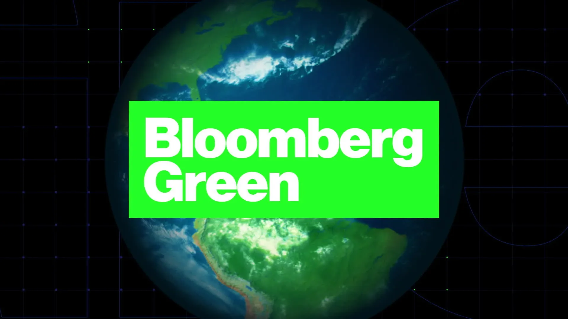 A digital graphic of Earth with the words 'Bloomberg Green' in large white text on a bright green background overlay.