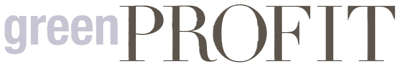 A word cloud with the words 'green,' 'PROFIT,' and other text in various sizes and shades of gray and green.