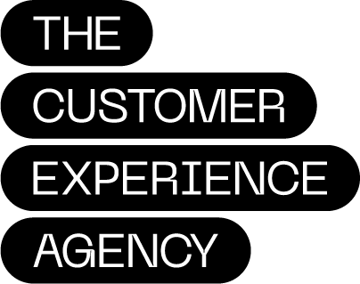 Text that reads 'The Customer Experience Agency' on a black background.