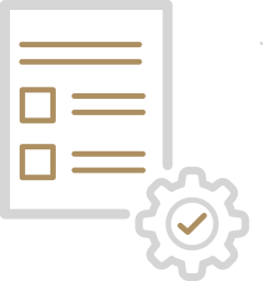 Checklist or survey form with a gear icon indicating settings or configuration