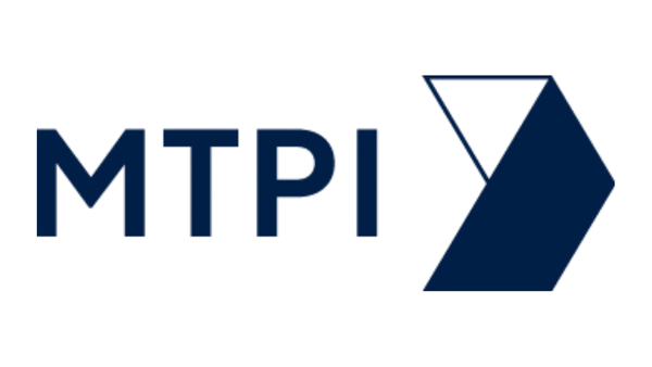 Logo with the letters M T P I and a geometric dark blue shape to the right.