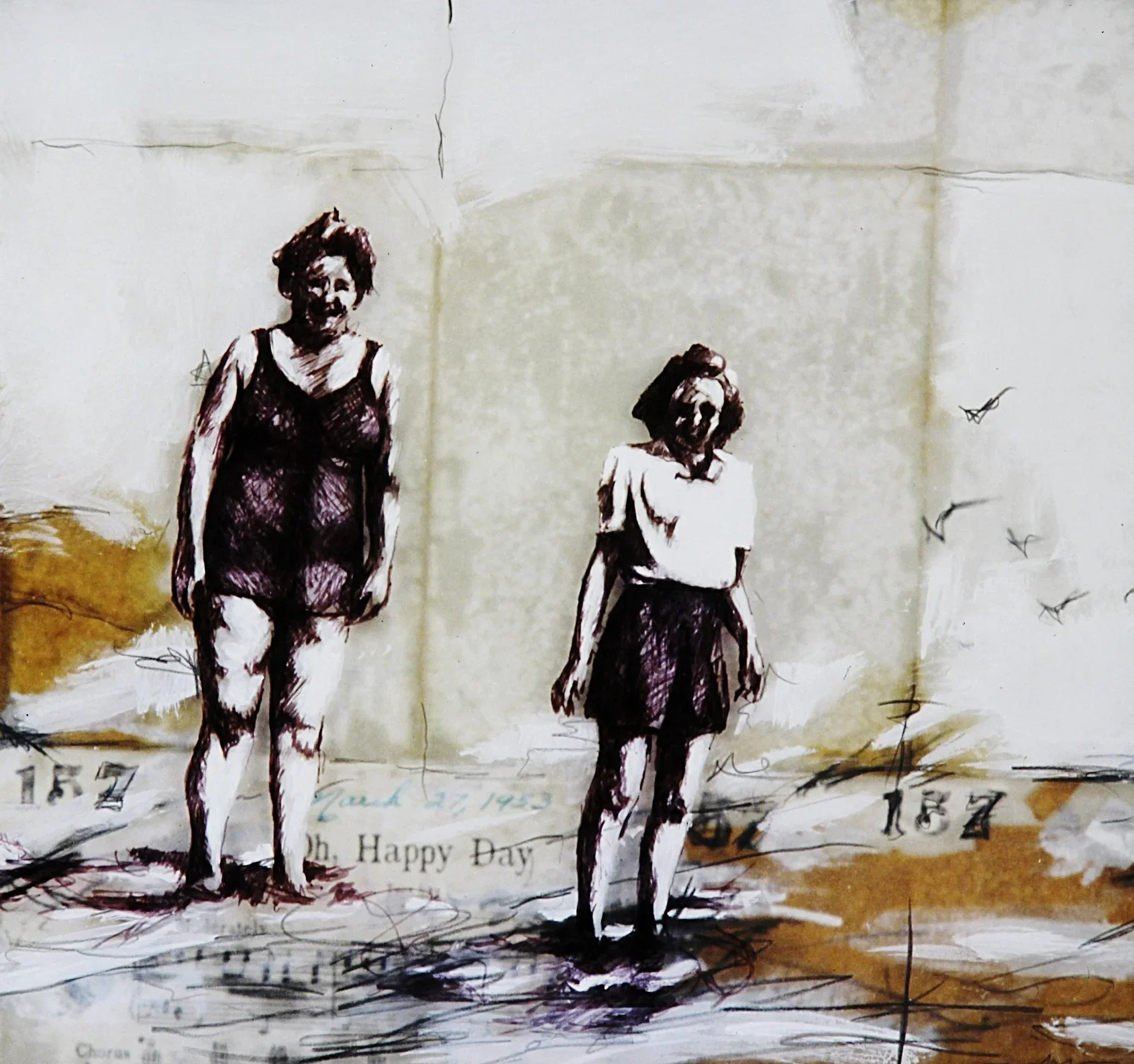 Oh Happy Day, Mixed media on plexiglass, 12"x12"