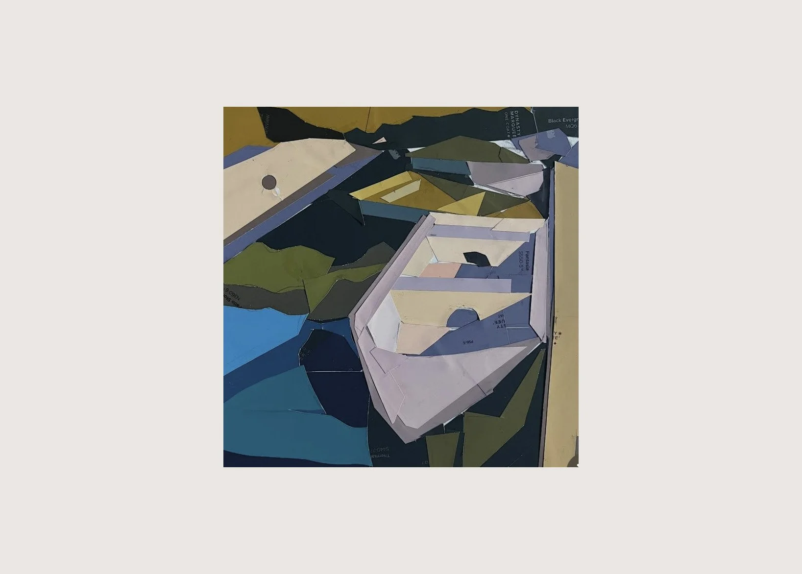 Stowe Lake #2, 6" x 6", Paint chip collage, 2025