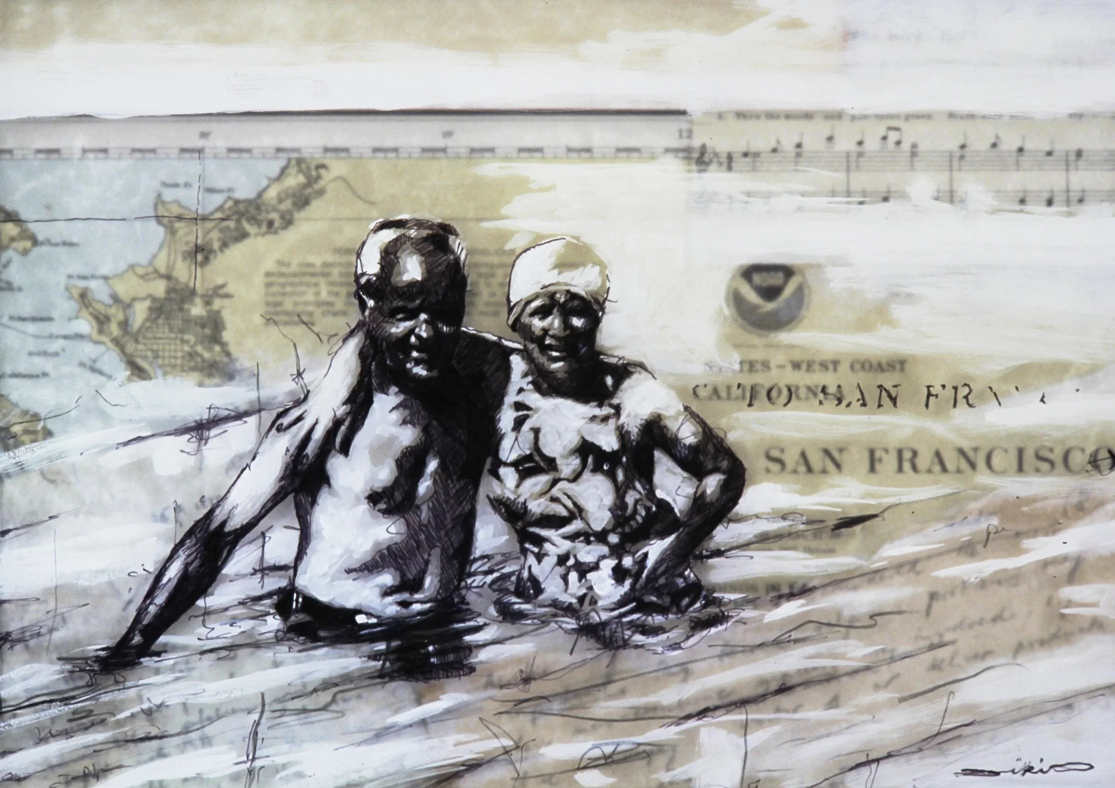 San Francisco, Mixed Media on plexiglass, 12"x16"