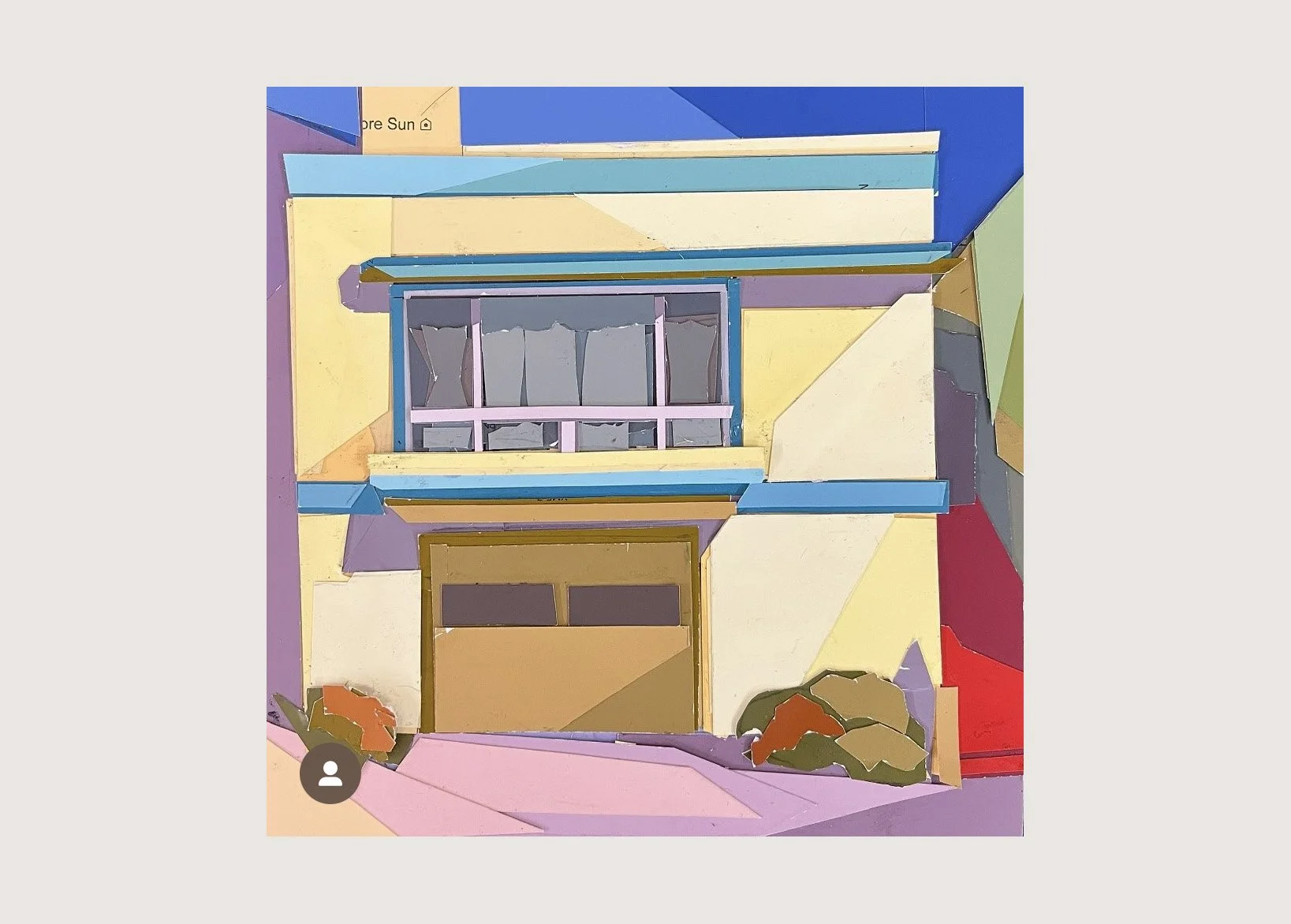 The Sunset (Yellow),  6" x6", Paint chip collage, 2025 (Sold)