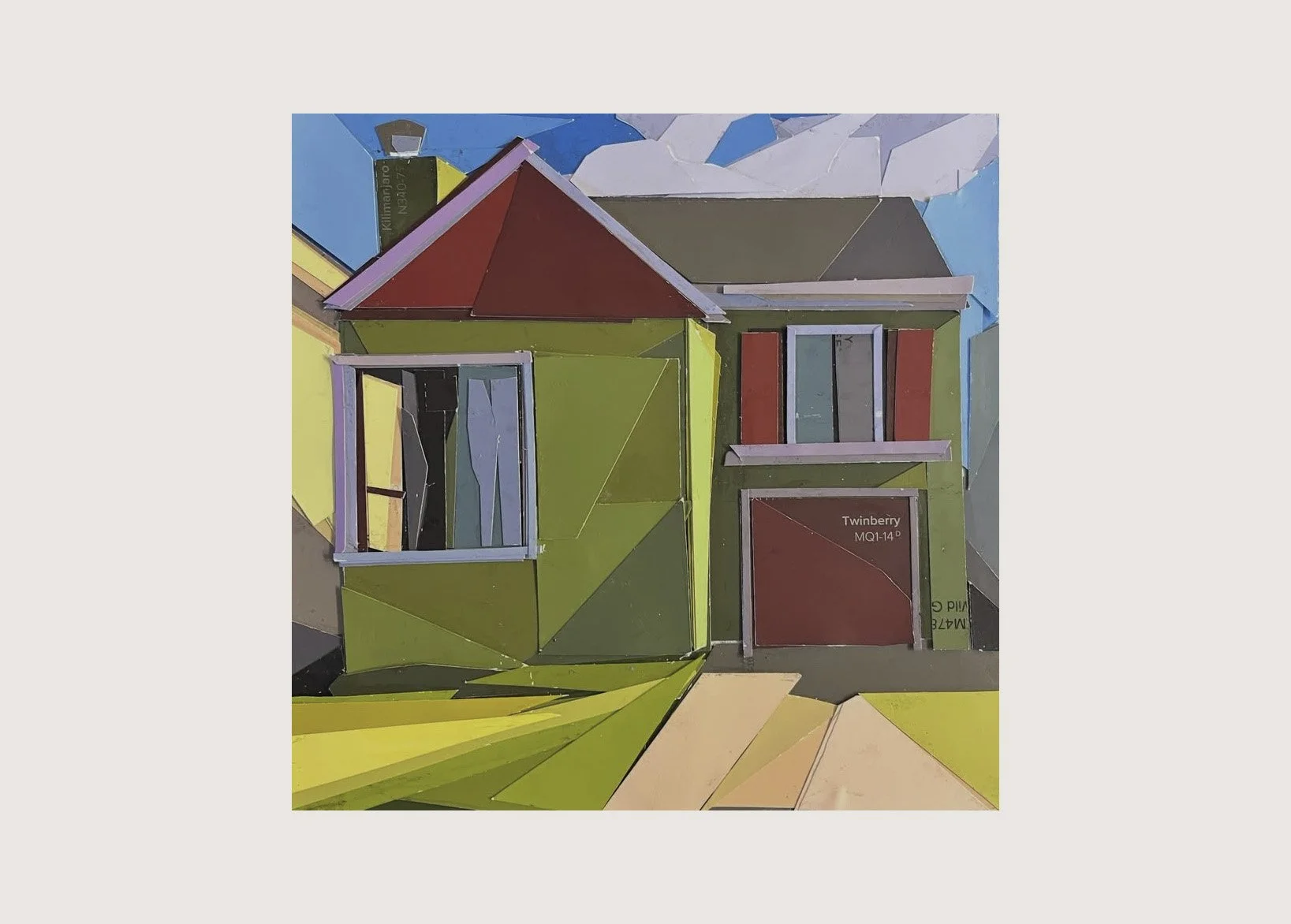 Daly City Doelger (Red & Green), 6" x6", Paint chip collage, 2025 (Sold)