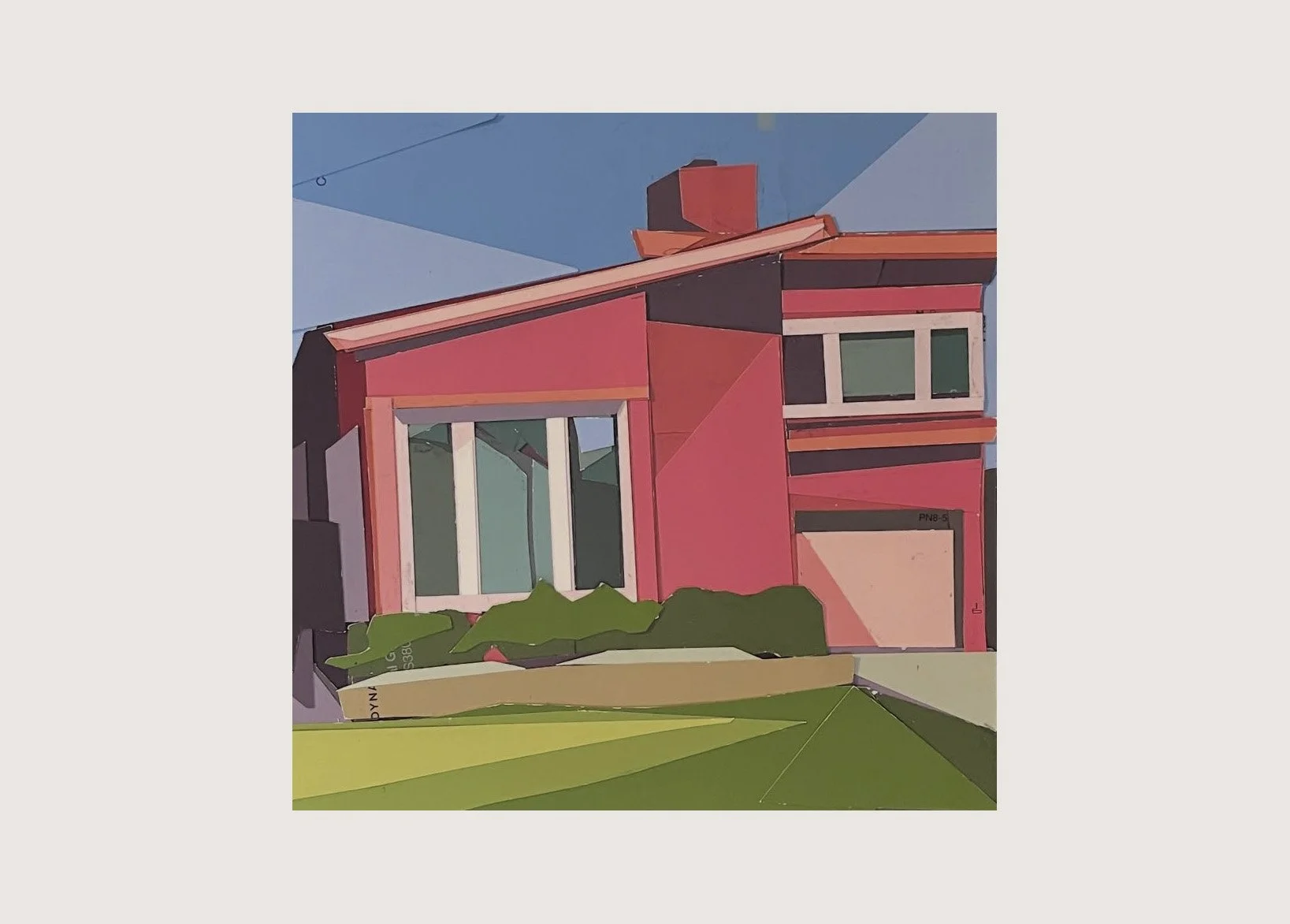 Daly City Doelger (Pink #2), 6" x6", Paint chip collage, 2025 (Sold)