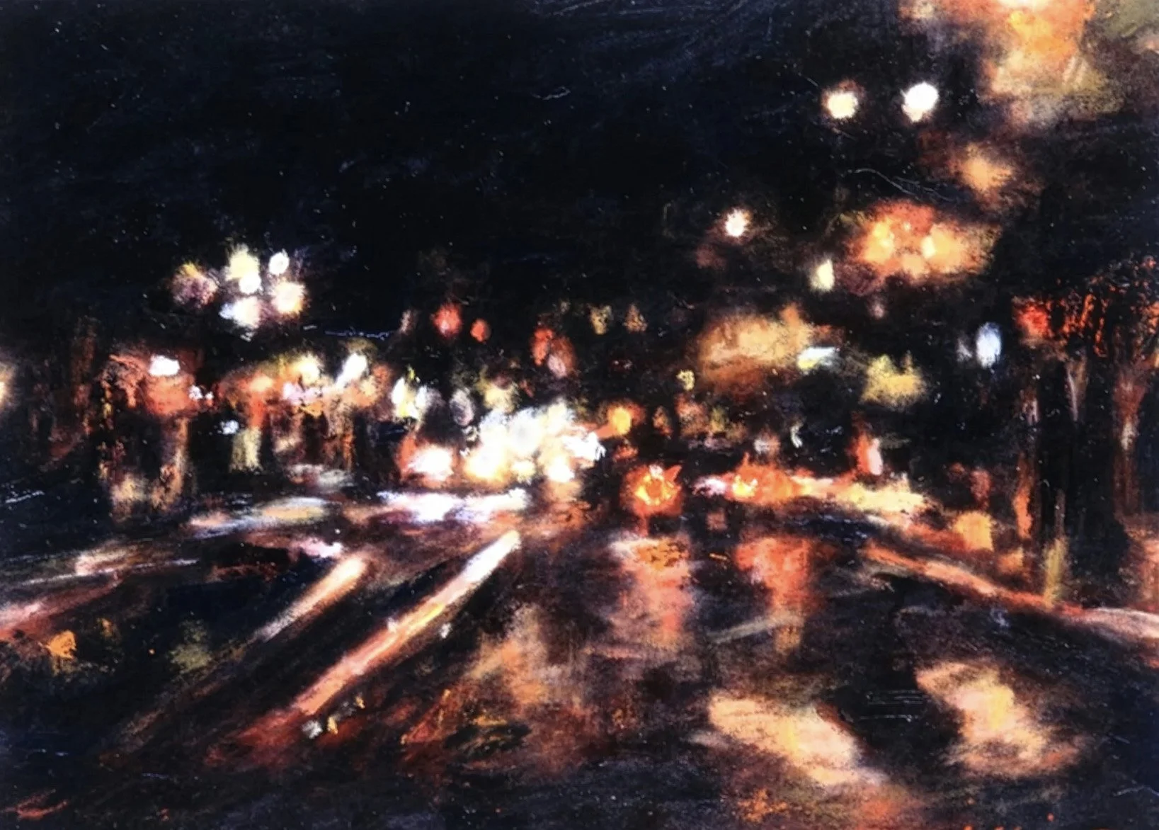 Bright Lights, Acrylic on paper, 5"x7", 2002
