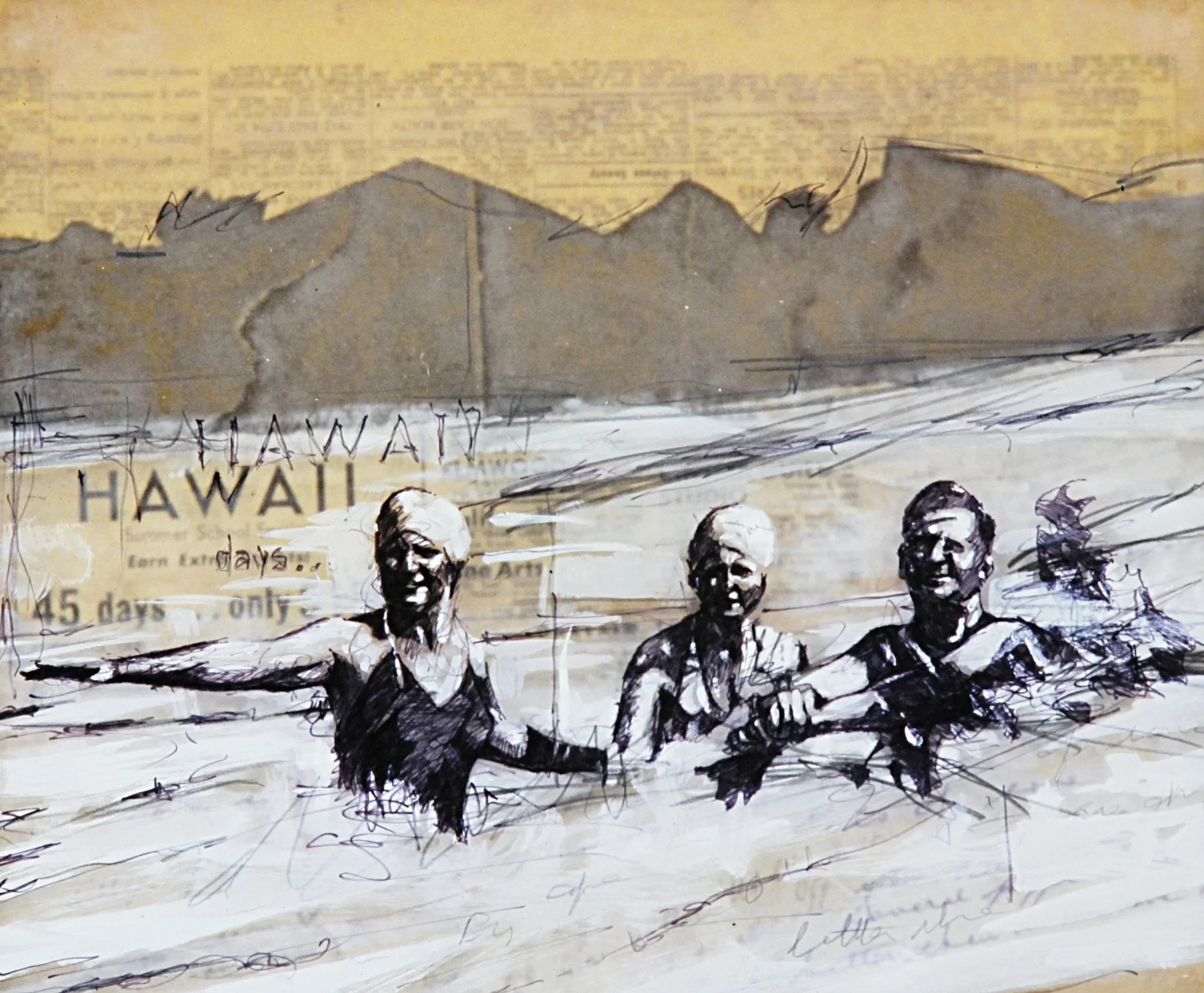 Hawaii, Mixed media on plexiglass, 12"x14"