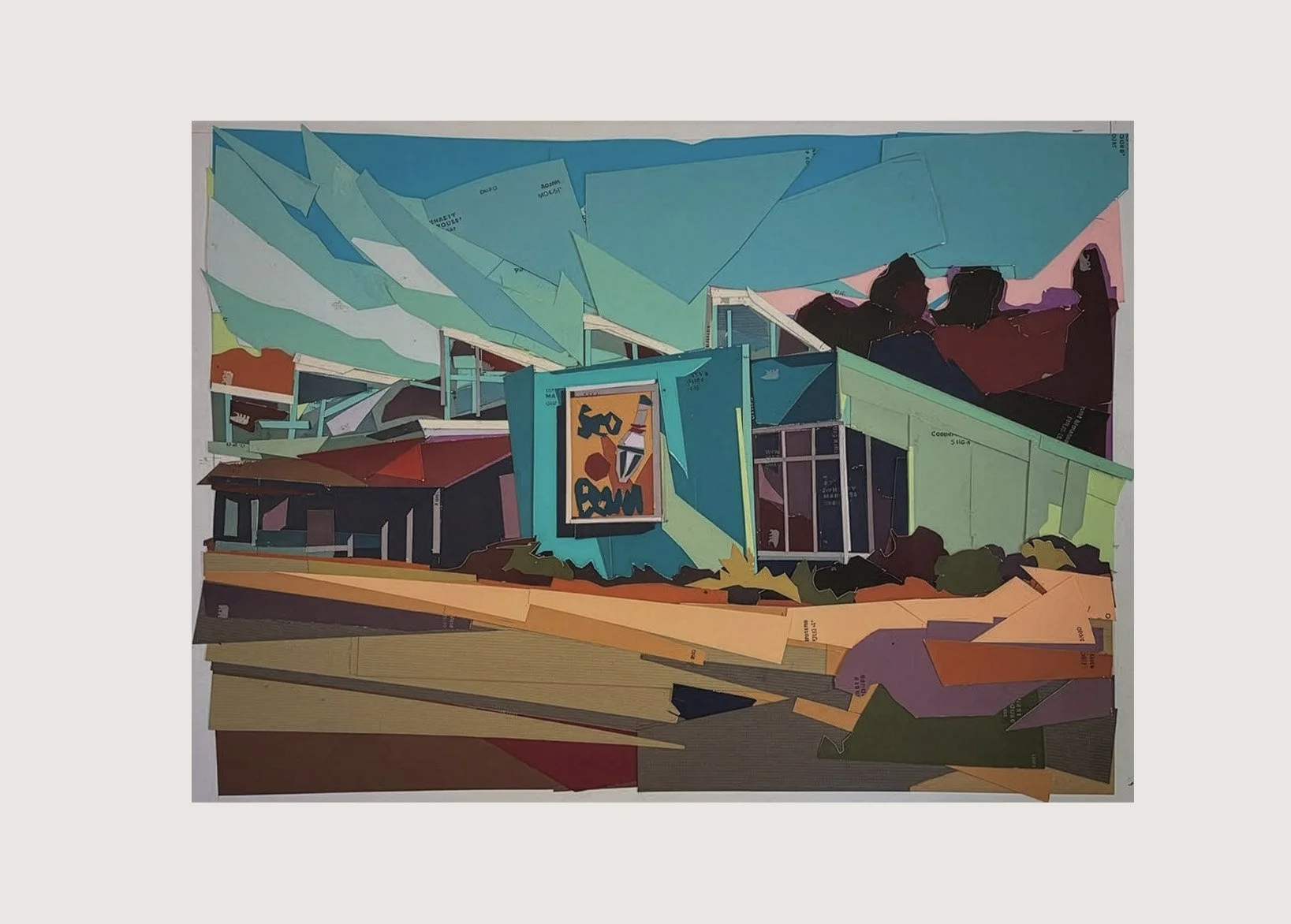 Sea Bowl, 18"x24" (framed), Paint chip collage, 2025 (Sold)