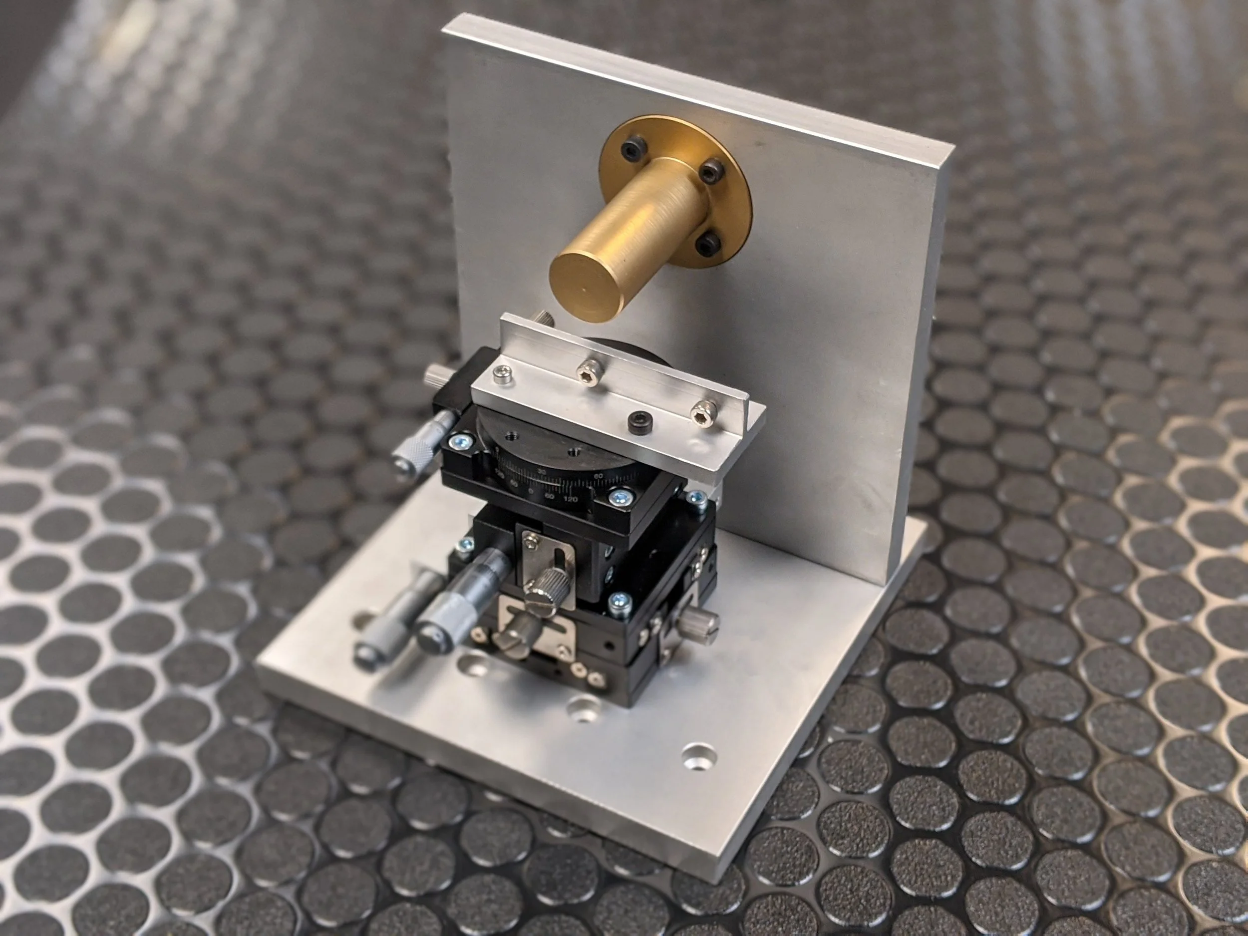 Test fixture assembled and integrated with commercial positioning stage.