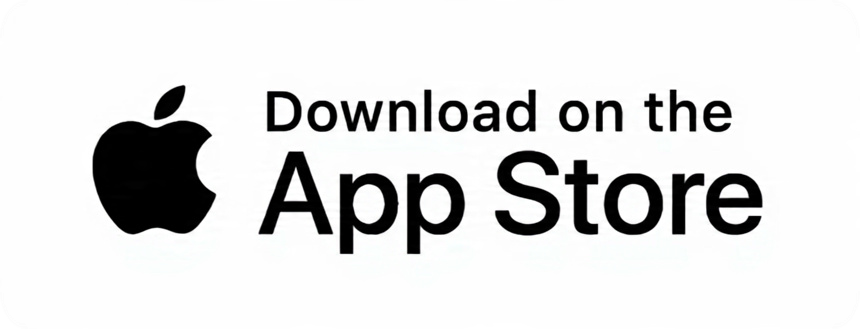 Apple logo with text 'Download on the App Store' in black and white