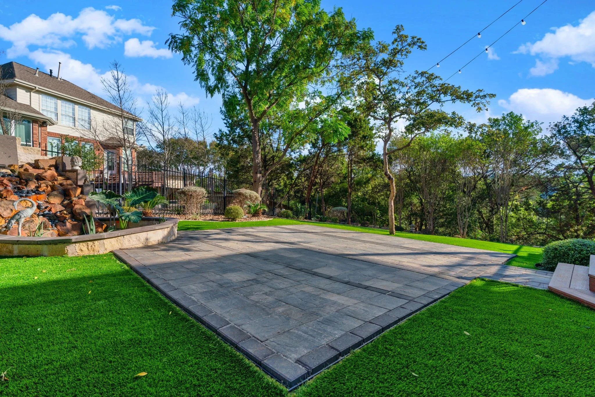 Running bond paver pattern.