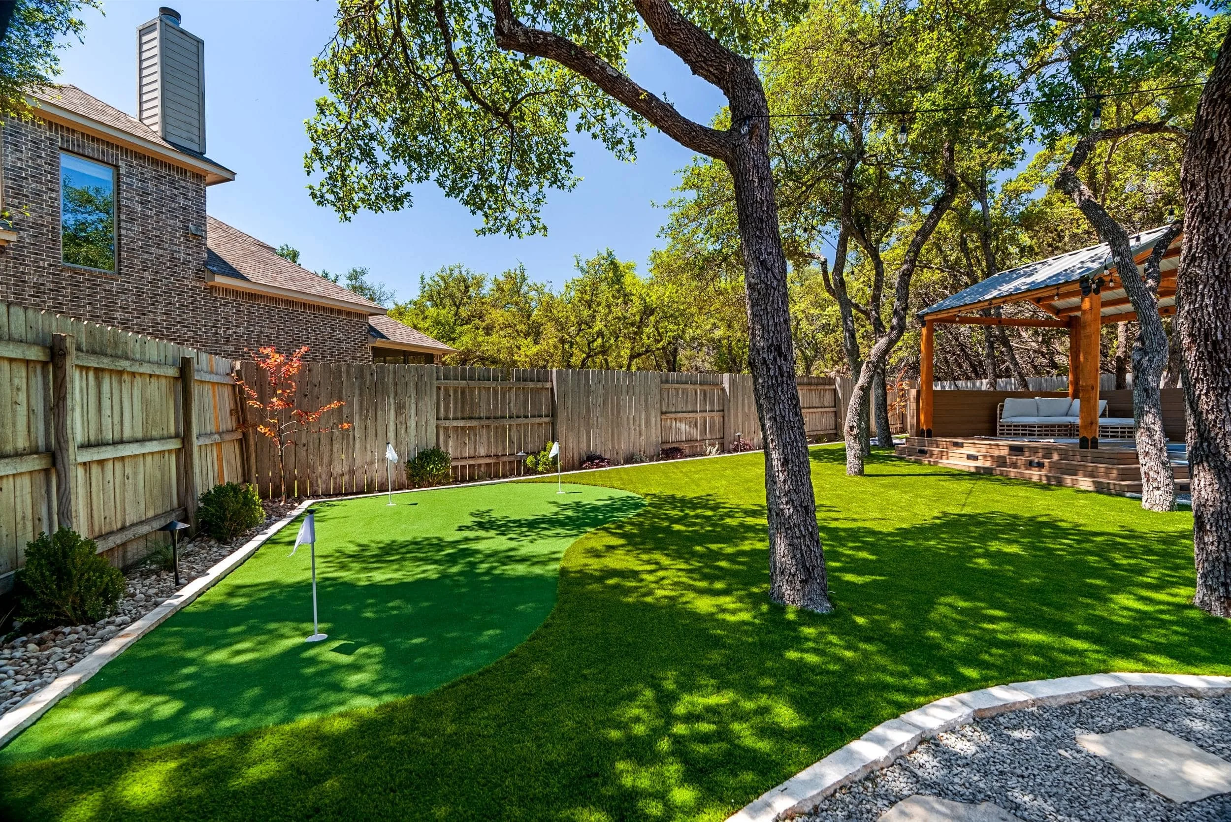 Artificial Turf Installation for a backyard lawn in Austin, TX