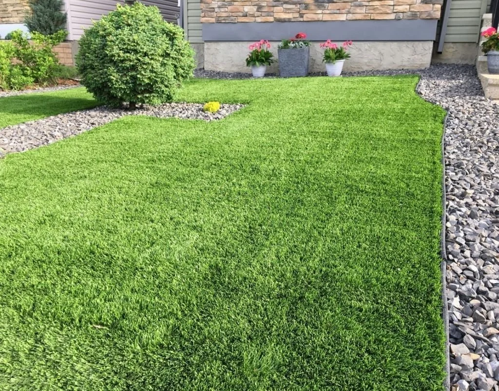 Lush sod being put down.