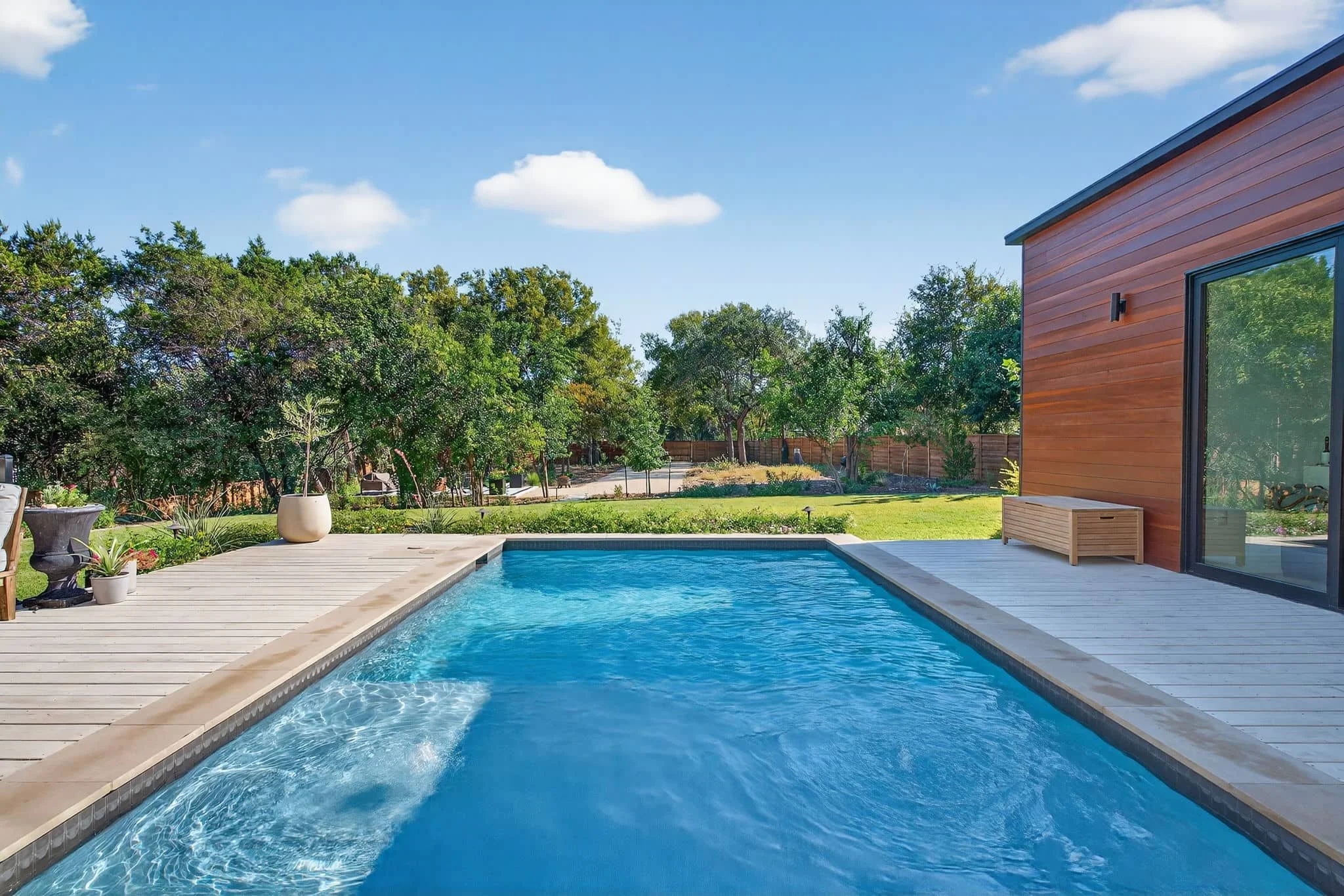 Luxury modern landscaping with bold textures, simple forms, and outdoor gathering spaces — Southern Love