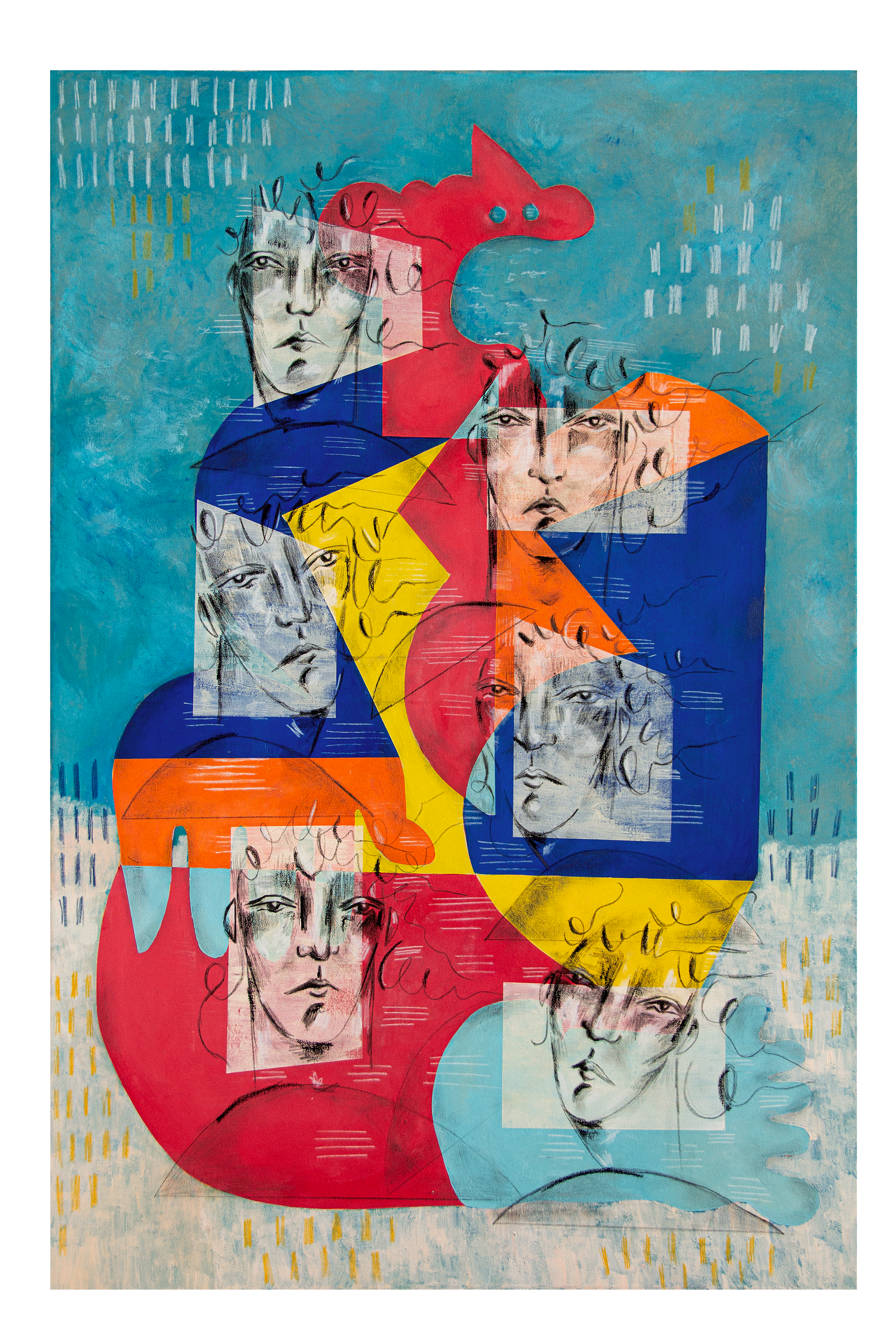 "bathers," 2026, 24x30 charcoal/acrylic on canvas