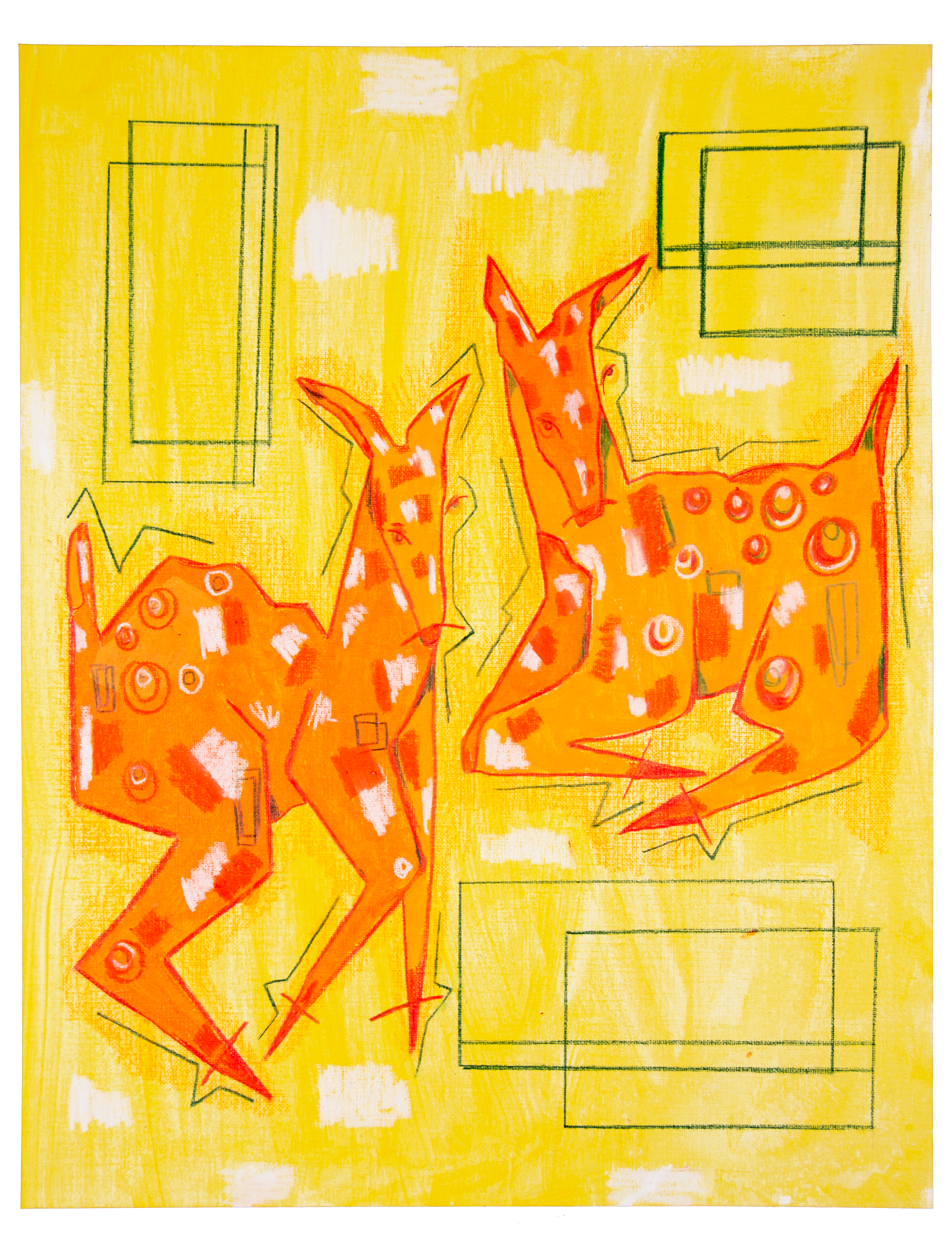 "Dogs III," 11x14 Acrylic/Pastel on Canvas Paper