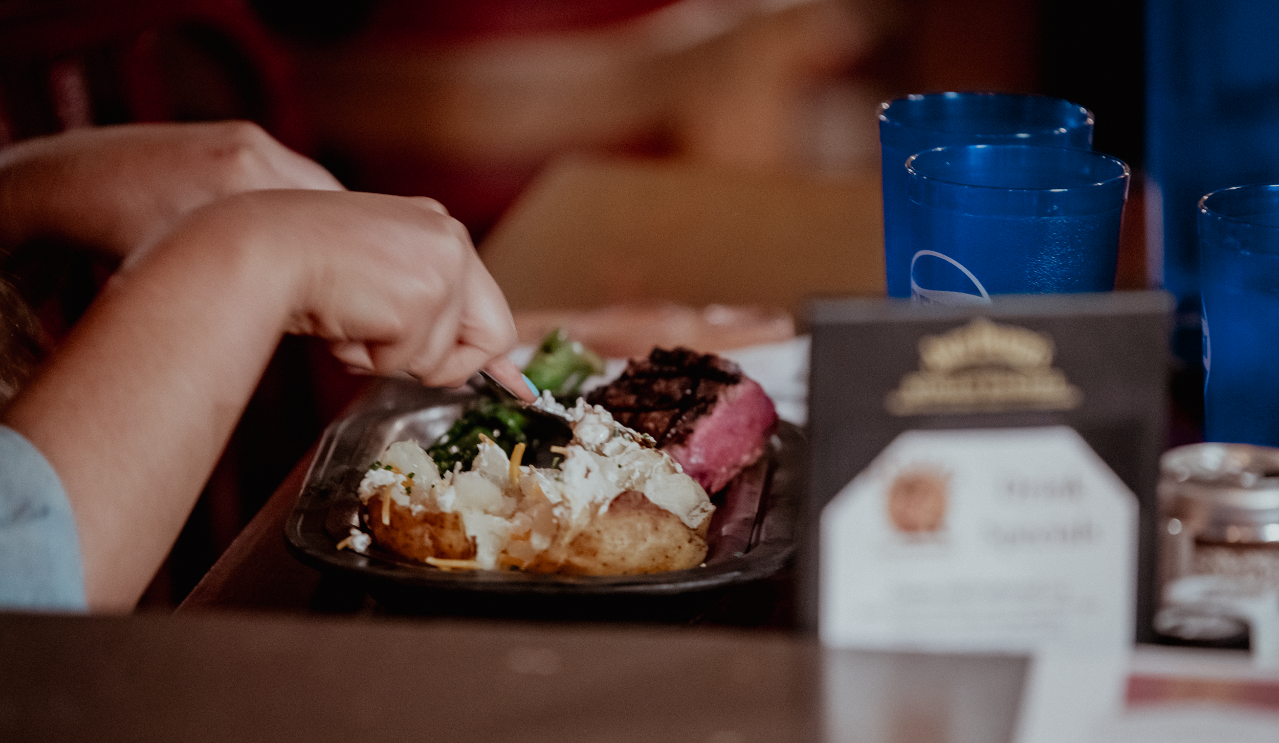Steak dinner at Cassie's Steakhouse in Cody, Wyoming