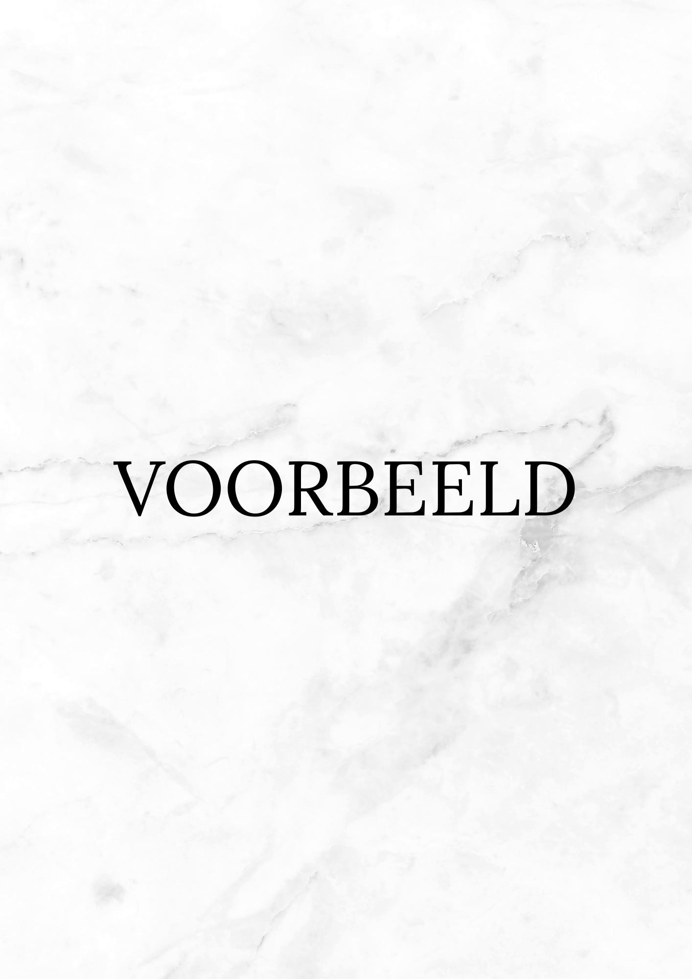 Een witte marmeren achtergrond met de woordstempel 'VOORBEELD' in zwarte letters in het midden.
