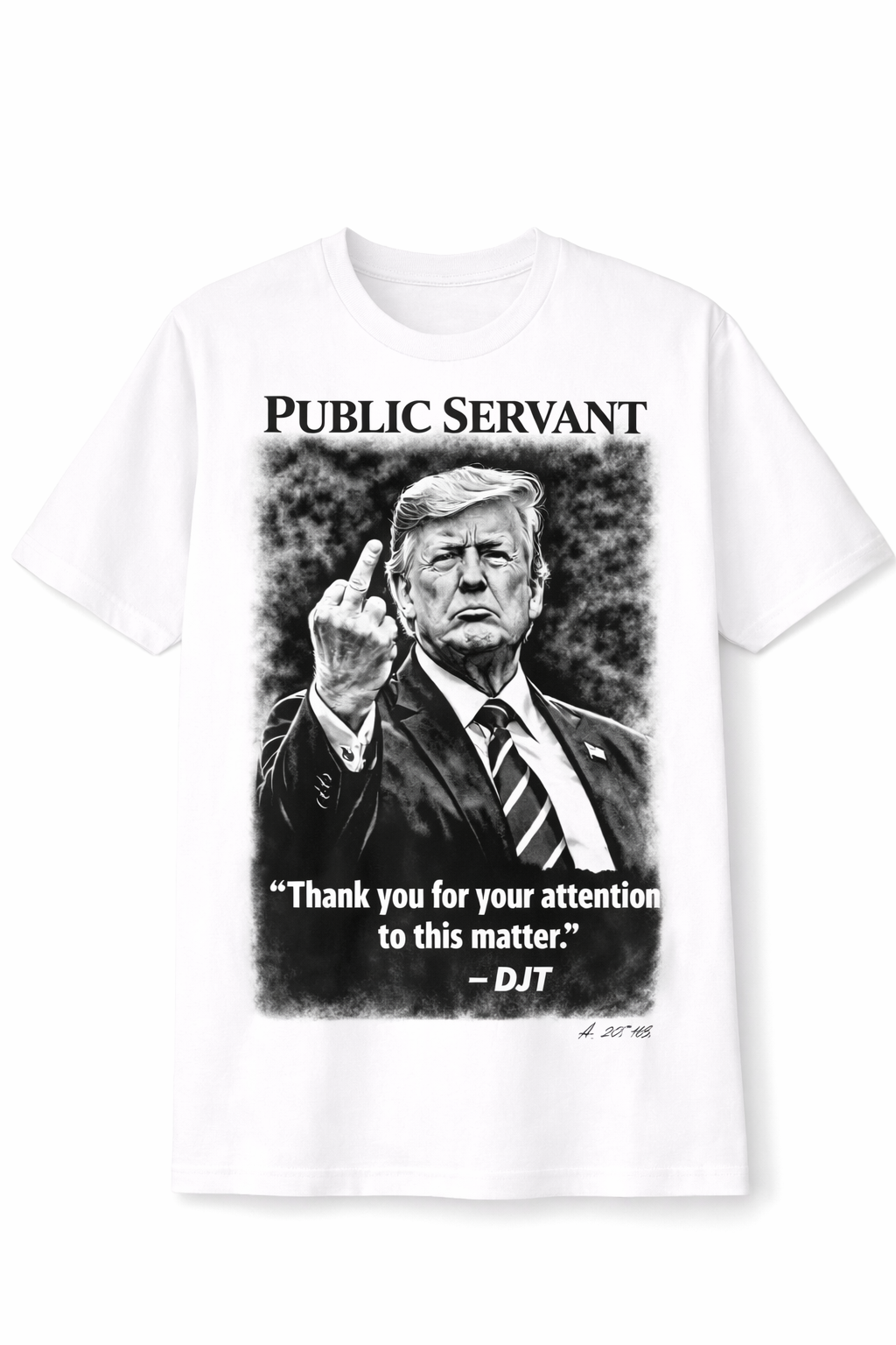 White T-shirt with bold Trump graphic.png